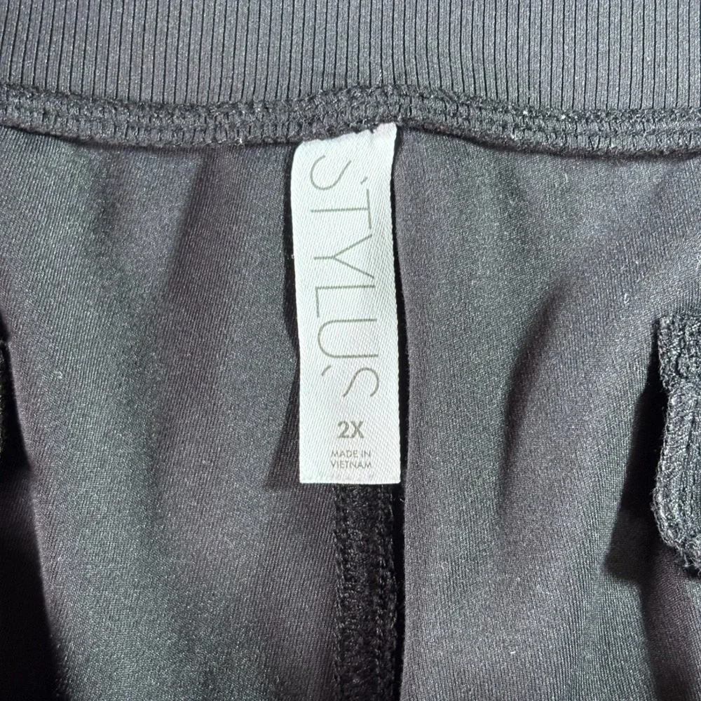 Athleta Crop Yoga Pants Womens 1X Black Wide Leg Pockets Plus Size Athleisure